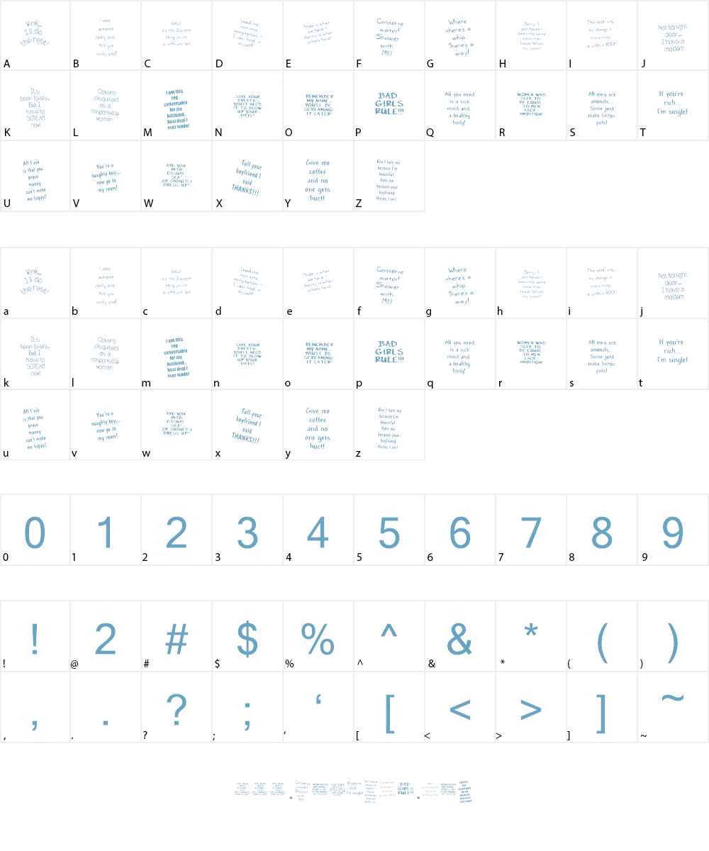 KR Bad Girlz Font Character